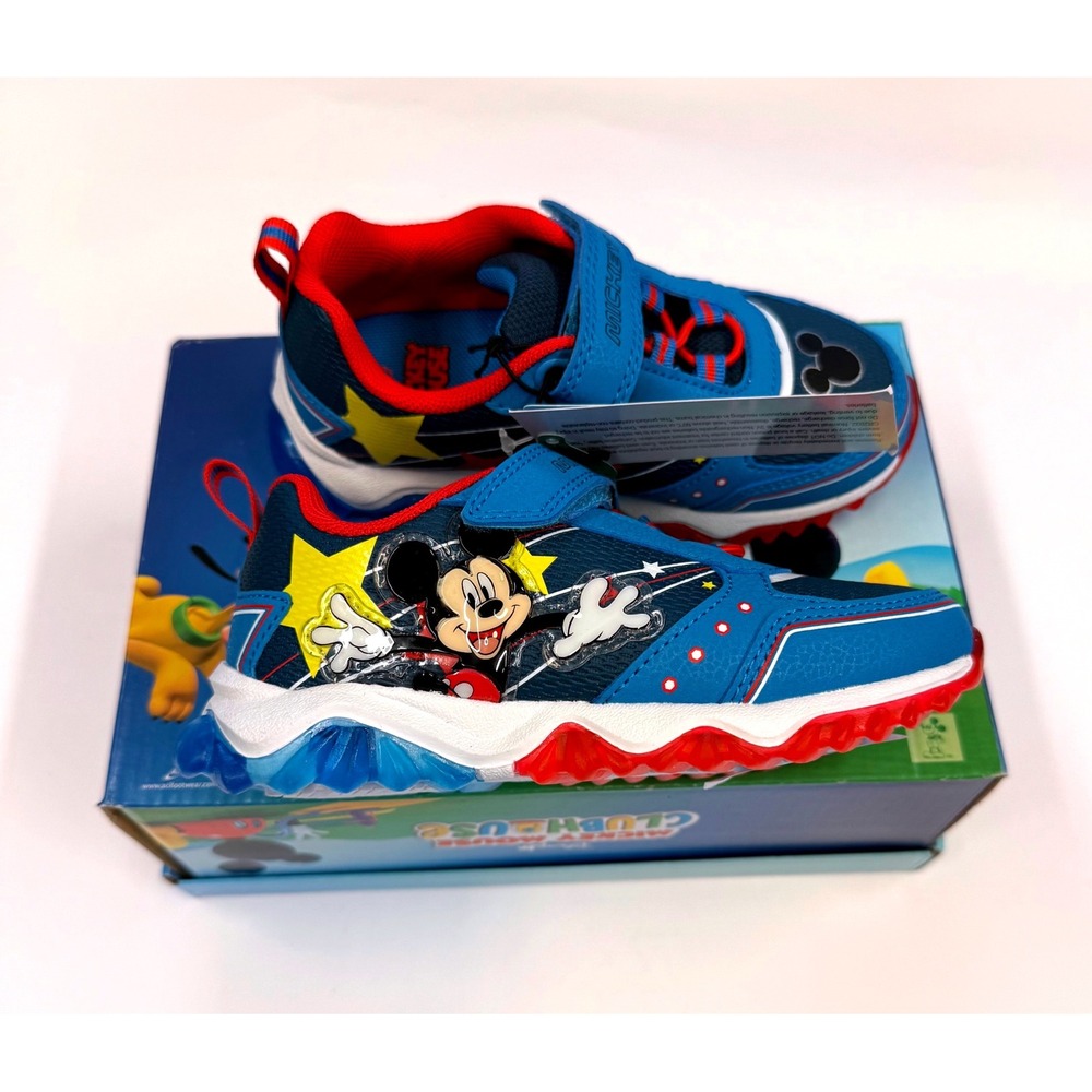 Disney Mickey Mouse Light Up Sneakers Toddler Boys Girls Size 10 Blue